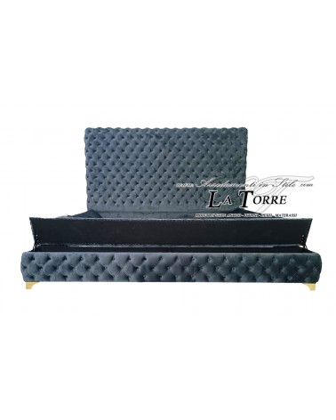Double bed with storage bands Modern velvet eco-leather any color Livio