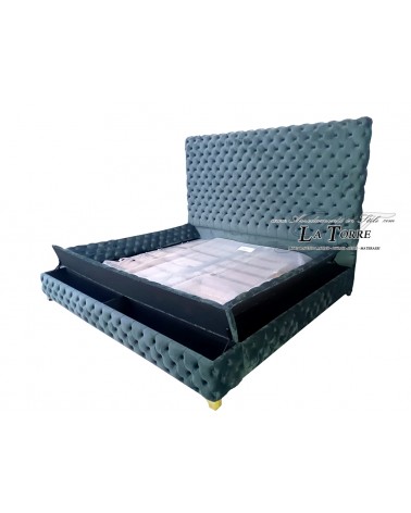 Letto Matrimoniale fasce a contenitore Moderno velluto ecopelle qualsiasi colore Livio