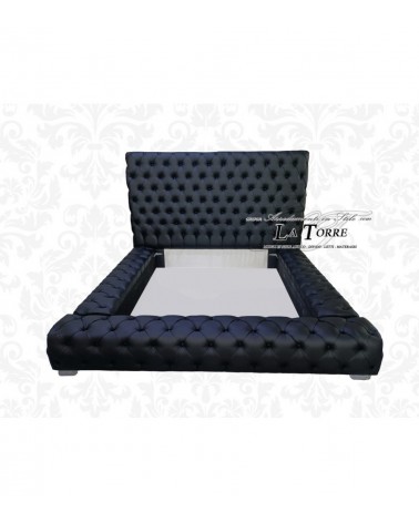 King size double bed with modern Livio velvet or eco-leather container