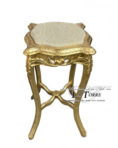 Tavolino alzatina stile barocco legno foglia oro piano in marmo Luigi Xv AL6974