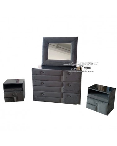 Triptych bedroom sleeping group mirror dresser modern classic bedside table AZN01
