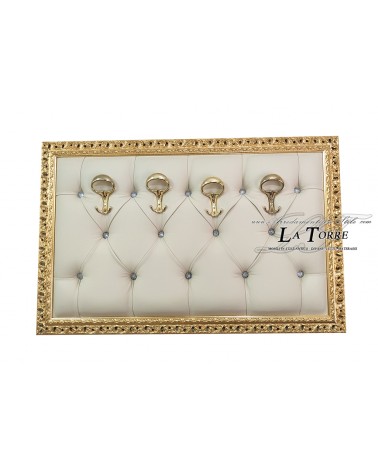 Wall coat hanger baroque gold faux leather champagne perforated frame313