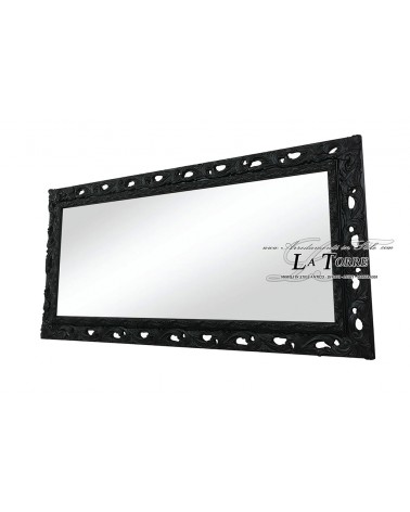 Specchio specchiera classica cornice traforata su misura quadro legno nero stile barocco GGn