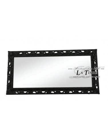 Specchio specchiera classica cornice traforata su misura quadro legno nero stile barocco GGn
