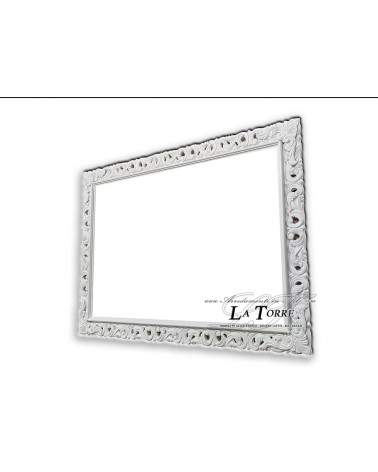 Classic openwork baroque frame made to measure white wood safe sliding system 1135B