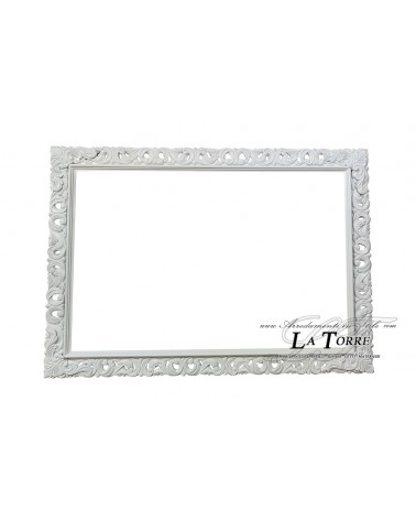 Classic openwork baroque frame made to measure white wood safe sliding system 1135B