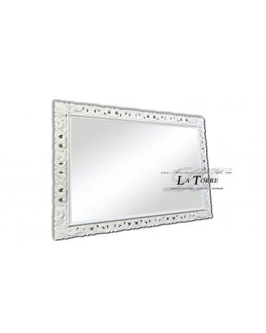 Specchiera specchio cornice traforata classica barocco su misura legno bianca 1135B