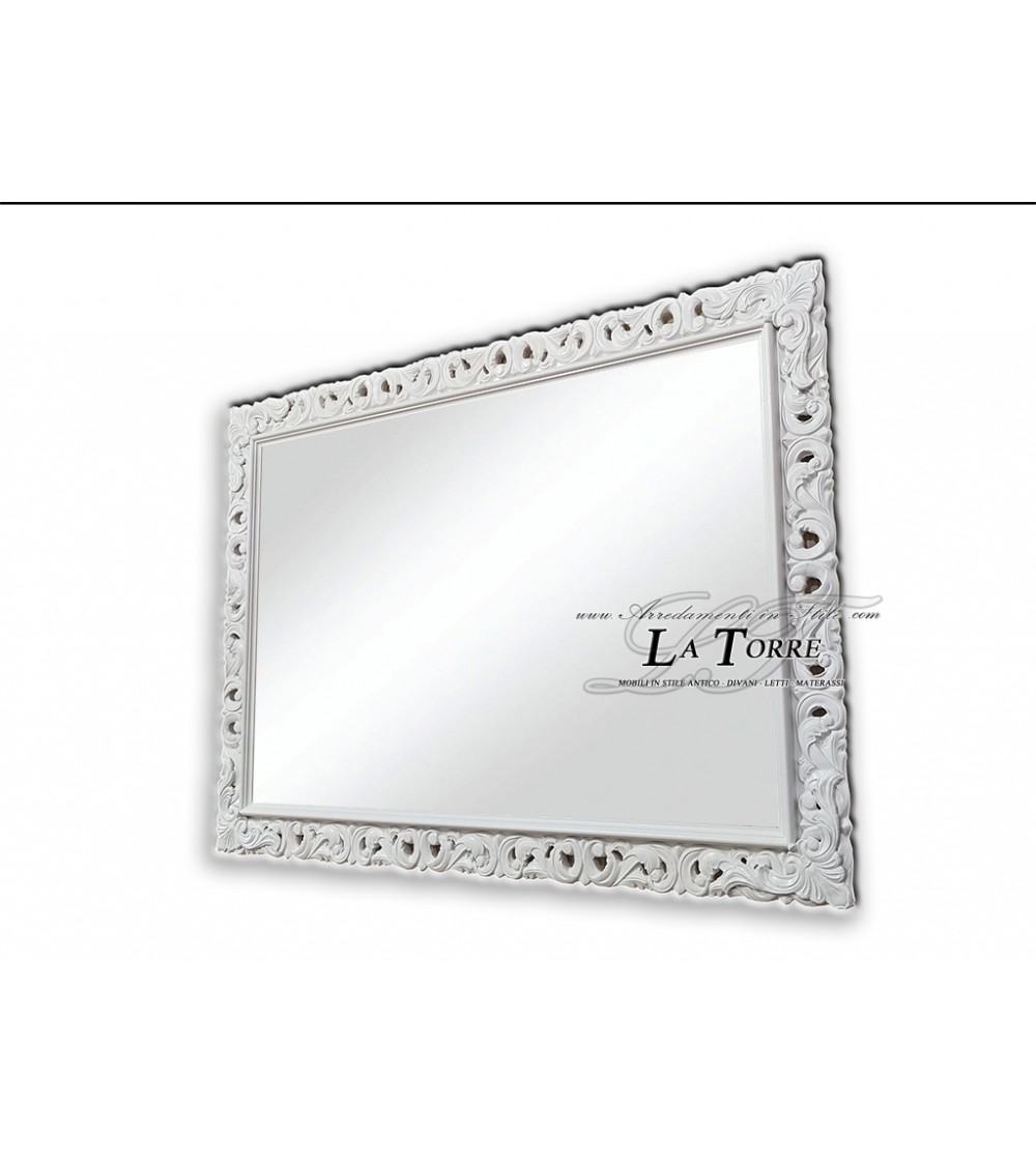 Specchiera specchio cornice traforata classica barocco su misura legno  bianca 1135B Dimensione interna Prezzo asta al metro