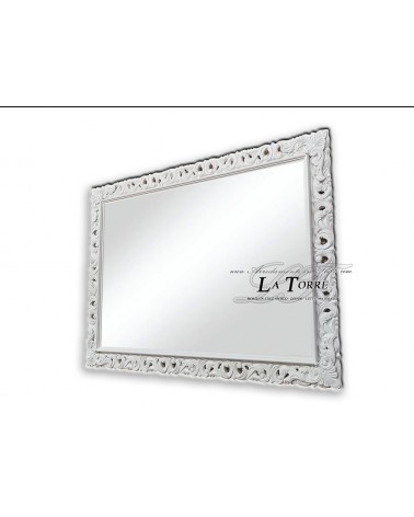 Mirror classic baroque frame perforated made to measure white wood safe sliding system 1135B