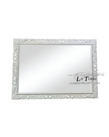 Mirror classic baroque frame perforated made to measure white wood safe sliding system 1135B
