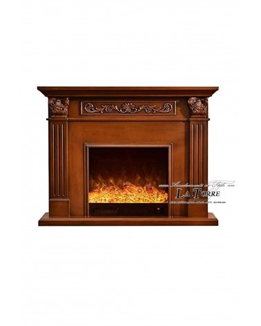copy of Classic electric fireplace English Baroque solid wood stove ivory 321