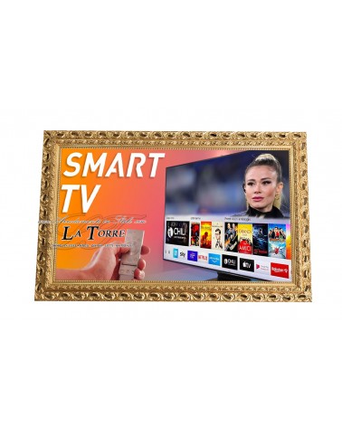 Baroque perforated wall-mounted Smart TV frame TVGO gold leaf wood TV