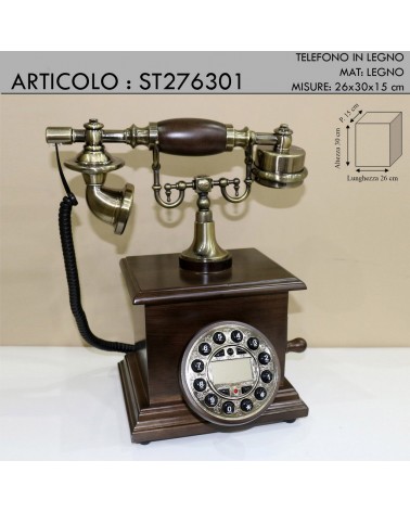 Telefono fisso vintage legno stile antico colore noce st276301