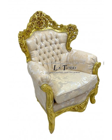 Armchair Germany Throne Baroque gold swarovski damask fabric AL4227