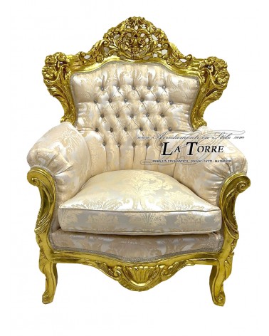 Sedia Poltrona Germany Trono Barocco oro tessuto damascato swarovski AL4227