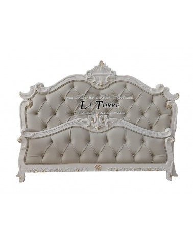 King size double bed with container in eco-leather or Baroque velvet, gold wood, Attanasio silver