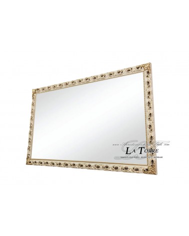 Specchio specchiera classica cornice traforata stile barocco su misura avorio e oro GM224AO