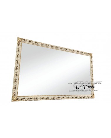 Specchio specchiera classica cornice traforata stile barocco su misura avorio e oro GM224AO