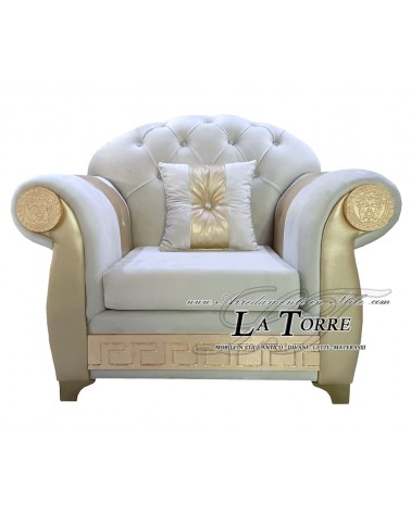 Poltrona divano rete e materasso braccioli barocco Chesterfield ecopelle o vellutino qualsiasi colore Swarovski AZ01