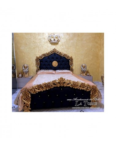 Double bed Goddess Medusa container eco-leather or Baroque velvet any color PILISSENA