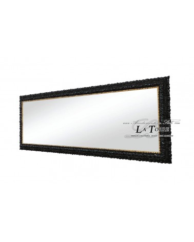 Specchio specchiera classica cornice stile barocco su misura legno nero e oro Madrid
