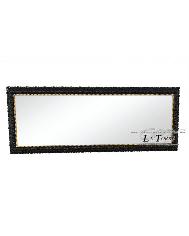 Specchio specchiera classica cornice stile barocco su misura legno nero e oro Madrid