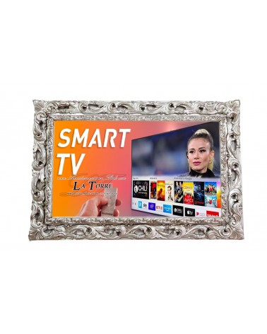Cornice per Televisore Smart Tv a muro traforata Barocca da parete argento TVGGA