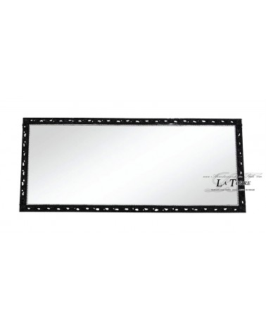 Classic baroque custom-made perforated frame mirror in black wood GM224n