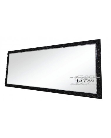 Classic baroque custom-made perforated frame mirror in black wood GM224n