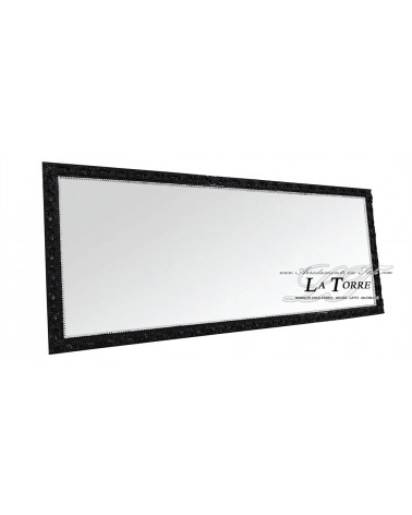Classic baroque custom-made perforated frame mirror in black wood GM224n