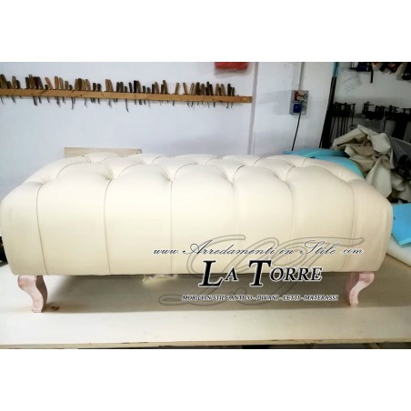 Poggiapiedi Jane Vittoriano Francese moderno pouf ecopelle champagne bottone Swarovski  qualsiasi colore AZ31