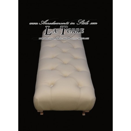 Poggiapiedi Jane Vittoriano Francese moderno pouf ecopelle champagne bottone Swarovski  qualsiasi colore AZ31