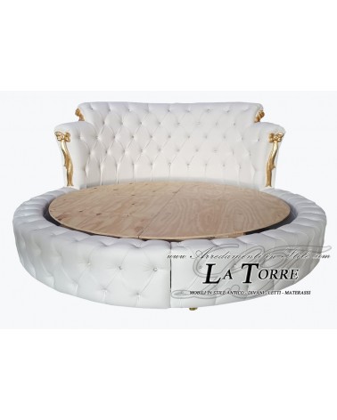 Letto Matrimoniale rotondo con rete moderno velluto o ecopelle Swarovski qualsiasi colore Bangkok