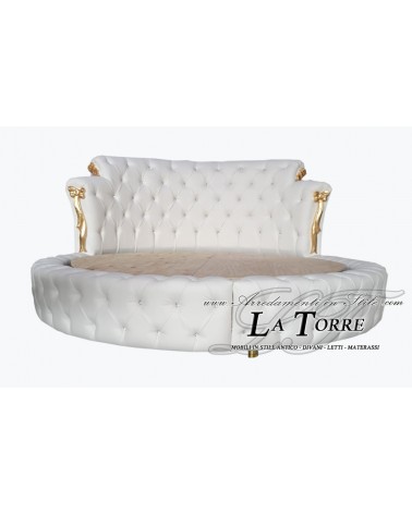 Letto Matrimoniale rotondo con rete moderno velluto o ecopelle Swarovski qualsiasi colore Bangkok