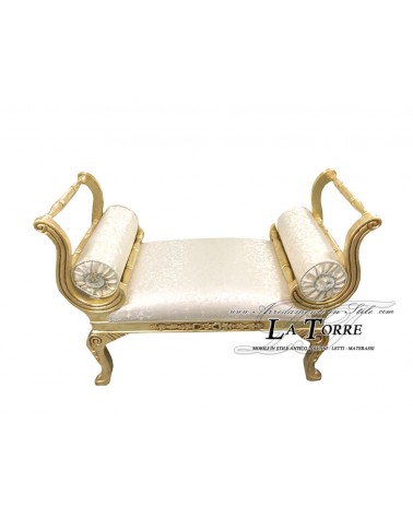 Tagesbett Pompeian Bank Sofabank Holz Gold Virginia Stoff AL1891