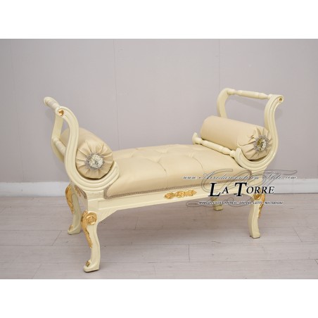 Dormeuse Pompeian bench sofa bench ivory gold faux leather champagne AL1891