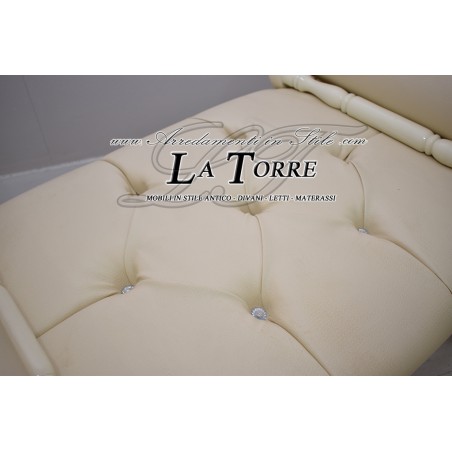Dormeuse Pompeian bench sofa bench ivory gold faux leather champagne AL1891
