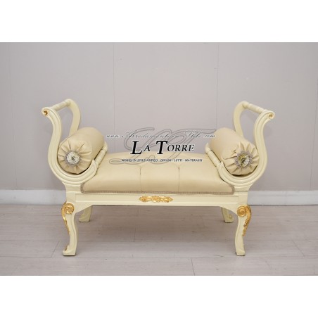 Dormeuse Pompeian bench sofa bench ivory gold faux leather champagne AL1891