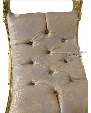 Savonarola Bench Louis XV bench gold champagne damask fabric AR1562