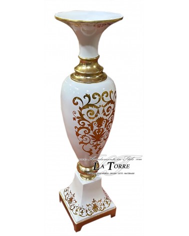 Amphorenvase, Becher, Athena, stehend, elfenbeinfarben und goldbemalt, Keramik, RA07
