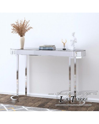 Modern Mirrored Glass Console Table – Elegant Design for Entryways and Living Rooms E59B