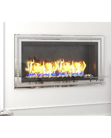 Mirrored Wall-Mounted Electric Fireplace with Swarovski Crystals – Modern Design and Real Heating J36C