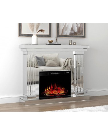 Mirrored Electric Fireplace – Modern Design with Real Heating and Flame Effect J36D