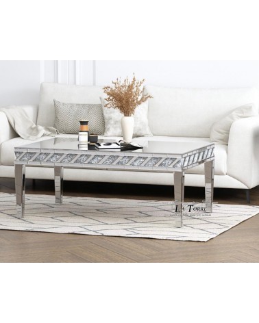 Vollverspiegelter Couchtisch mit Swarovski-Details – Modernes und elegantes Design F102D