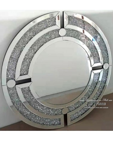Round Mirror with Swarovski Crystals – Modern Luxury Geometric Design Ø90 cm CBM1411