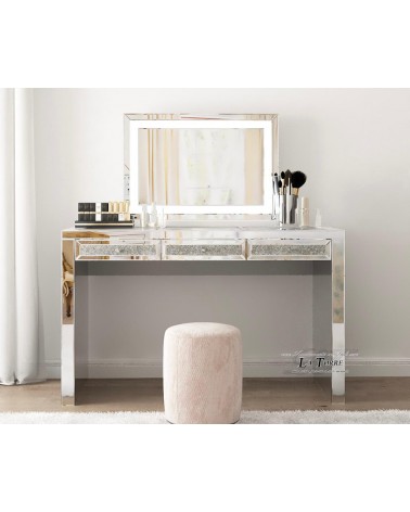 Mirrored Dressing Table with Swarovski Drawers – Modern and Luxury Design H83D