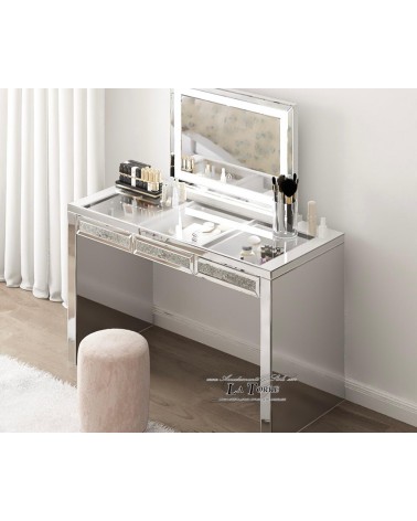 Mirrored Dressing Table with Swarovski Drawers – Modern and Luxury Design H83D