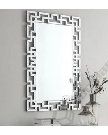 Modern Silver Mirror 120x80 cm – Elegant Luxury Geometric Frame A026