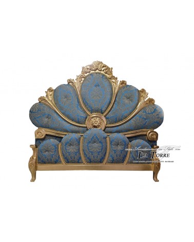 Letto matrimoniale barocco contenitore legno massello intagliato a mano ecopelle o tessuto qualsiasi colore EMY