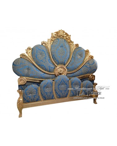 Baroque double bed with container, hand-carved solid wood, eco-leather or fabric, any EMY colour